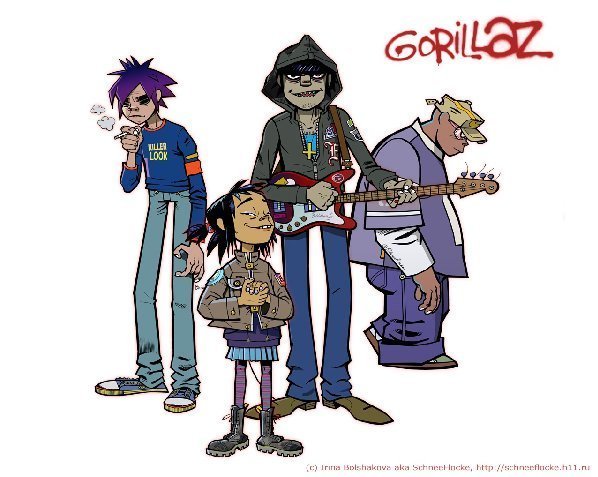 gorillaz,是一个乐队组合,乐队成员:由主唱chakakhan 吉他手noodle