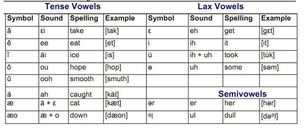 american accent training这本书里看到的元音表